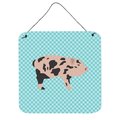 Micasa Mini Miniature Pig Blue Check Wall or Door Hanging Prints6 x 6 in. MI231365